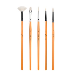 5pcs White Nylon Hair Brush Art Supplies Artist Acrylic Paint Brush Set Oil Acrylic Paint Tools