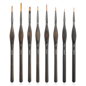 OEM/ODM Manufacturer Bristle Brush Painting - Wholesale 8PCS Artist Nylon Hair Black Triangle Detail Artist Painting Brushes Set – Fontainebleau