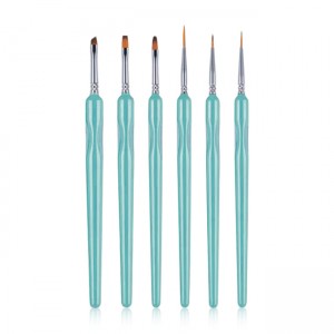 Customized 6pcs/set Nylon Hair Acrylic Nail Tools Nail Art Brush Set