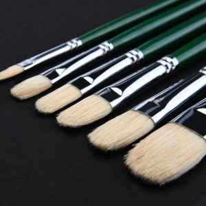 6 st/set Bristle Hair Artist Paint Brush set med anpassad logotyp