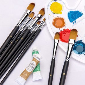 9 Pcs Filbert Point Tip Paint Brush Set Nylon Hair Artist Paint Brush Set Para sa Oil Acrylic Painting