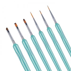 Customized 6pcs/set Nylon Hair Acrylic Nail Tools Nail Art Brush Set