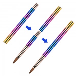 2021 100% Kolinsky Sable Hair Rainbow Gelový štětec na nehty Metal Nail Art Tools Pen Akrylový štětec na nehty