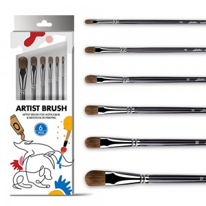 Gloden Maple 6st Filbert Shape Artist Paint Brush Set för akvarell akrylmålning