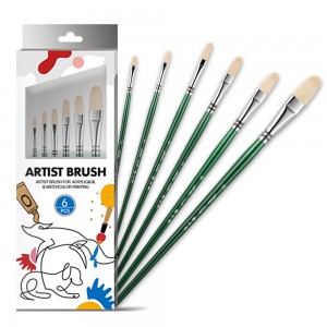 Golden Maple 6pcs / set bristle bulu artis lukisan sikat set kalawan pakét luar pikeun watercolor