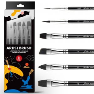 Синтетикӣ мӯи рассоми Squirrel Brush Black Hair Watercolor Art Brush