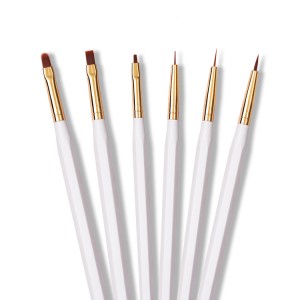 6pcs/set Nylon Hair Acrylic Nail Art Tool Polish Drawing Point Drill Pen UV gel Brush Set