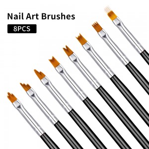 8pcs/set Nylon Hair Acryl Nagellak Brush Foar Art Nail Brush Set Custom Logo
