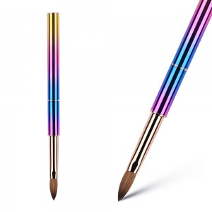 2021 100% Kolinsky Sable Buhok Rainbow Nail Gel Brush Metal Nail Art Tools Pen Acrylic Nail Brush
