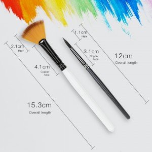 Fan Shape Nylon Artist Paint Brush Set mei koarte handgreep foar oalje en acryl skilderij