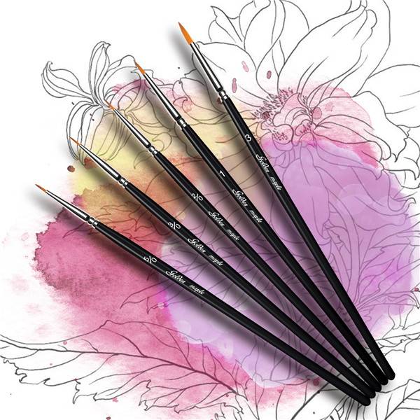 5pcs Miniature Brushes Acrylic Painting Cheap Poena perterget for Artist, Detailing