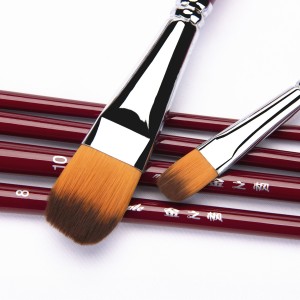 6 st/set Nylon hår Trähandtag Artist Paint Brush set för olja, akryl, akvarell