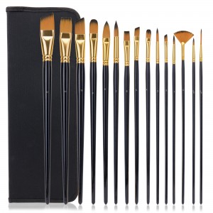 Factory directly supply Natural Paint Brush - 15pcs/set Different Brush Shapes Black Long Handle Acrylic Paint Brush Set – Fontainebleau