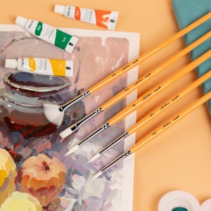 5pcs ສີຂາວ Nylon Hair Brush Art Supplies Artist Acrylic Paint Brush Set Oil Acrylic Paint Tools