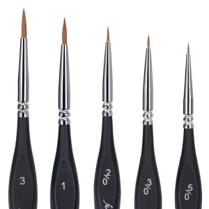 ست برس نقاشی OEM 5PCS Artist Naylon Hair Black Detail Artist Painting Brushes