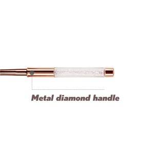 100% Pure Kolinsky Gold Rose Metal Handle Acrylic Nail Brush for beginner Size 10 12 16 18