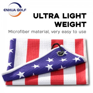 3 gietende gholfhanddoek in die Amerikaanse vlag 100% mikrovesel polyesterblou