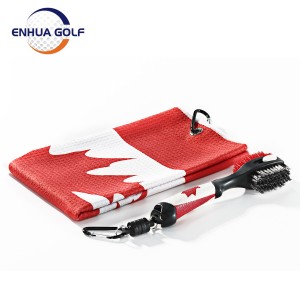 Kanadako Bandera Golf Eskuoihala+Golf Club Groove Cleaner Brotxa
