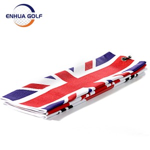 Golfhandtuch mit englischer Flagge + Reinigungsbürste für Golfschlägerrillen