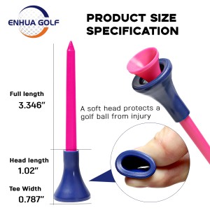 Unbreakable 83mm Big Cup Plastic Golf Tees 3 1/4 လက်မ ဂေါက်ရိုက်လေ့ကျင့်မှုအတွက် ပွတ်တိုက်မှုလျှော့ချရန် ဘေးထွက် Spin Tee ကို အဆင့်မြှင့်တင်ပါ