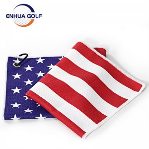 Serviette de golf 3 Casting dans le drapeau américain 100% microfibre polyester bleu