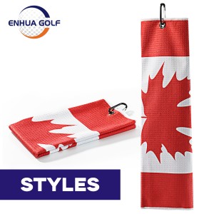 Ręcznik golfowy z flagą Kanady + szczotka do czyszczenia rowków golfowych