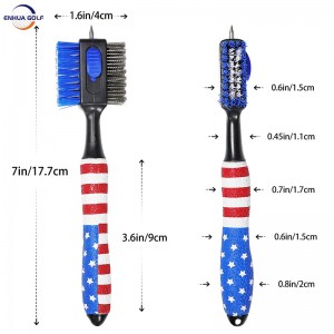 Lançamento Novo design da bandeira dos EUA Mini escova leve e elegante para tacos de golfe Clipe magnético Clubber Ferramentas de limpeza Carrinho de golfe Putter Brush de alta qualidade