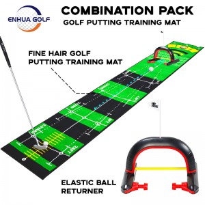 Golftræningssæt af træningsmåtte og automatisk boldretur, justerbar puttekop af høj kvalitet