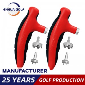 Ndị na-ebubata ụlọ ọrụ Omenala Mweghachi Gearless Ụdị Black Plastic Handle Golf Shoe Spike Wrenches Track