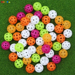 42mm Fabriksförsörjning Billiga plastfärger Golfbollar Luftflöde Hollow Golf Träning Sportbollar Justerbar hårdhet OEM/ODM