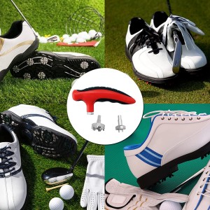 Pabrik Supplier Custom Retractable Gearless Tipe Black Plastik Nangani Golf Shoe Spike Wrenches Track