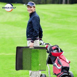 Daxuyaniya herî paşîn sêwirana patentedkirî ya Destê Girîpek Portable Golf Hitting Mat bi Tray 3 giya kombînasyona pêbawer Hilberîner