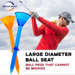 3-dekker grutte beker Oanpaste gruthannel Golfbal Holder oefenje PC golf tees foar Driving Range mat transparant tee Fabriek levering