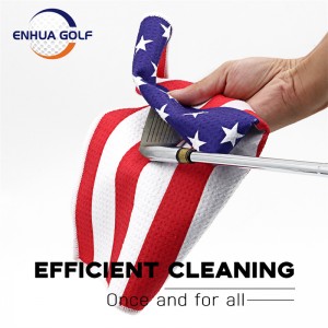 3 Gutera Golf Towel mu Ibendera rya Amerika 100% Microfiber Polyester Ubururu