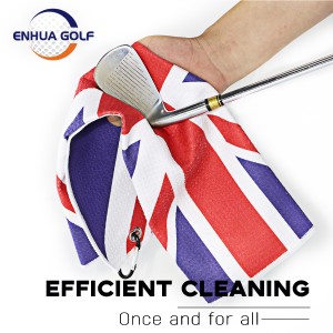 Ręcznik golfowy z flagą Anglii + szczotka do czyszczenia rowków golfa