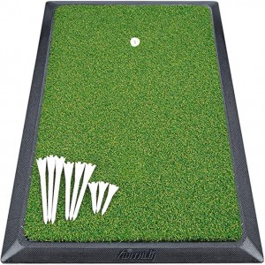 Golf Mat, Indoor Golf Hitting Mat – Heavy Duty Rubber Base Golf Putting Green, Mini Golf Practice Training Aid with 9 Golf Tees, Premium Synthetic Fairway Turf, Golf Accessories Golf Gift for...