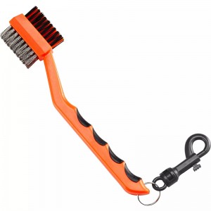 Dual Bristles Golf Club Groove Ball Cleaning Brush Cleaner & Snap Clip