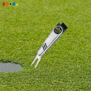 Alt i ét golfspillerværktøj, multifunktionskniv+ græstørv reparationsværktøj lommekniv spidsnøgle rengøringsbørste magnetisk kuglemarkørsæt
