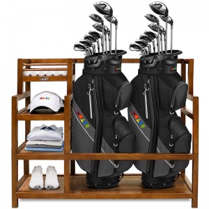 အရောင်းရဆုံး Slap-up Wooden Golf Rack Factory မှ OEM ODM New Style Hot Sale China Trunk Black Golf Storage Organizer