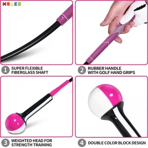 Më i shitur në Amazon OEM/ODM Pink White Lady Professional Golf Swing Grip Warm Up Stick Practice Club For Golf Swing Trainer