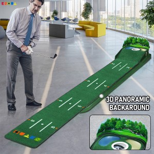3D Simülasyon Arka Plan Panosu Golf Vurma Yeşili Fabrika Tedarik Yeni Tasarım Hazard Golf Minderi Kapalı Açık Uygulama Matı Premium Golf Vurma Matı