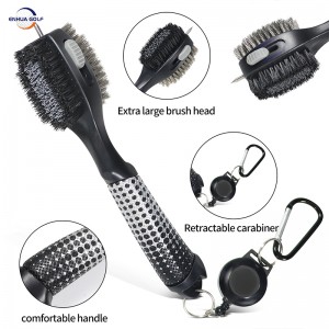 ODM/OEM N'ogbe Golf Club ahịhịa na Cleaner brush Super Anti-Slip Handle Golf Club's brush with Retractable Clip Pull-tab Factory Supplier