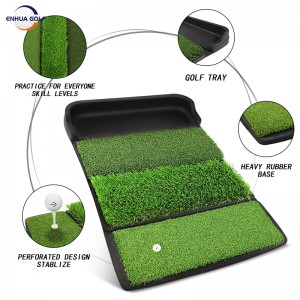 Jauna dizaina četri vienā golfa treniņu paklājiņš ar salokāmu lodīšu paliktni Ekskluzīvs patentēts, pārnēsājams ar garu zāli