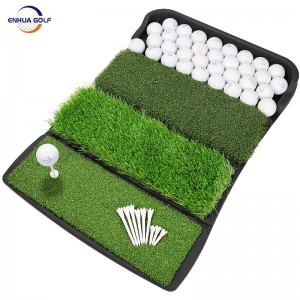 Bagong disenyong 4-in-1 Golf Practice Hitting Mat na may ball tray na natitiklop Eksklusibong patent Long grass portable