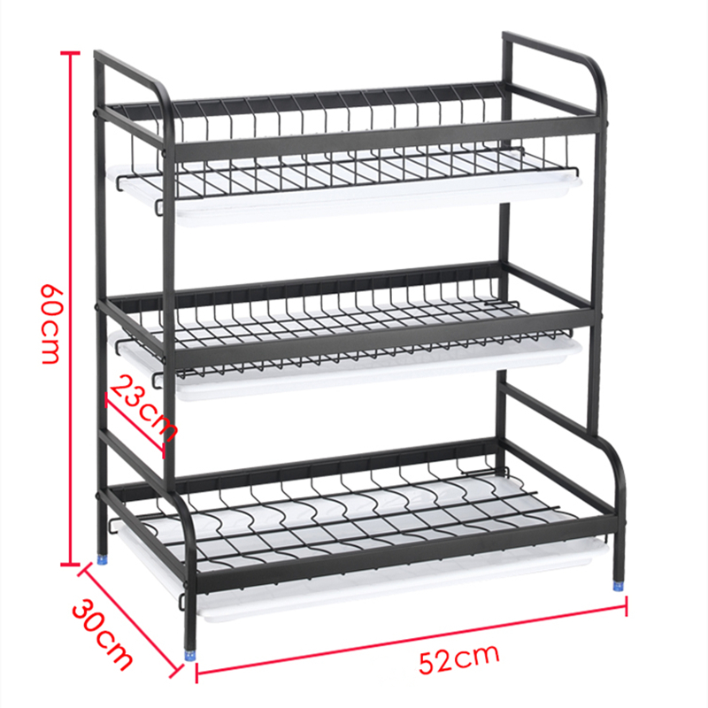 Kitchen storage rack Bowl rack  Cutting board rack Black Stainless steel layer rack Featured Image