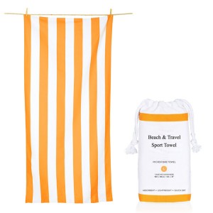 Szybkoschnący, modny, jednokolorowy ręcznik plażowy z mikrofibry w paski. Dostosowany wygodny ręcznik plażowy