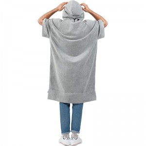 Poncho Toweling Robe ማይክሮፋይበር ድርብ ንብርብር ቀለም ለሰርፍ