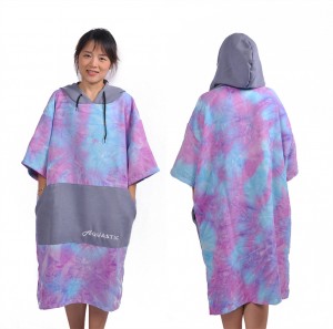 रंग संयोजन वयस्क हुड वाला तौलिया सर्फ पोंचो बीच चेंजिंग तौलिया
