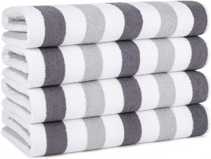 Grande toalha listrada de algodão fiado macio para hotel e resort de banho de piscina