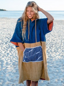 פונצ'ו חוף מגבת להחלפת מגבת גלישה עם ברדס כותנה